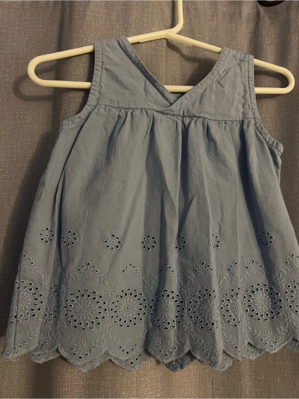 Hanna Andersson Pale Blue Eyelet Scallop Wide-Leg Set